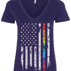 Gay-Pride Regenbogen Flagge Frauen V-Ausschnitt Tailliertes T-Shirt