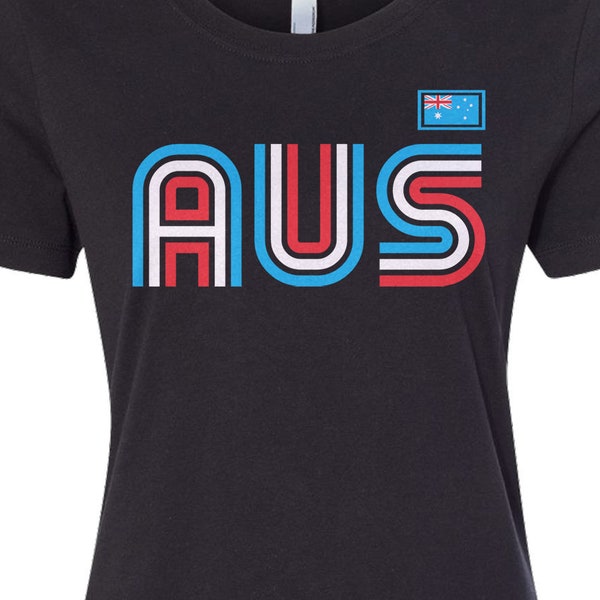 Australia Athletic Retro Series Women's Long Sleeve T-shirt - Raw-Edge Raglan - Short Sleeve T-shirt - V-Neck Fitted T-shirt