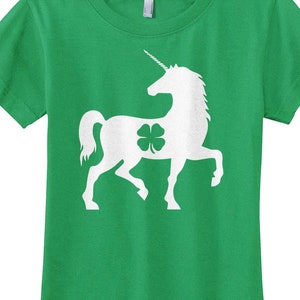 Unicorn Four Leaf Clover St. Patrick's Day - Girls' Fitted Youth T-shirt