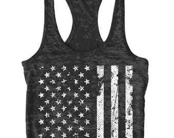 Witte American Flag Burnout Racerback-tanktop voor dames