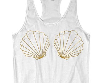 Seashell Seaside Novia Mujer Racerback Tank Top