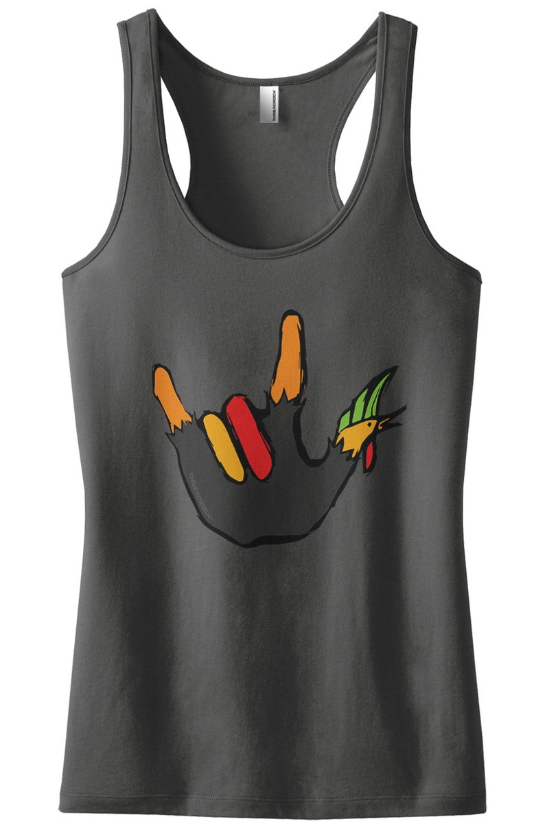 Rocker Thanksgiving Hand Turkey Women's Racerback Tank Top image 1