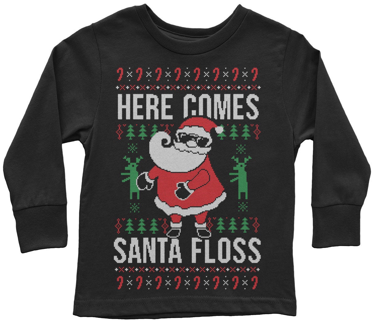 Kids Here Comes Santa Floss Ugly Christmas Sweater