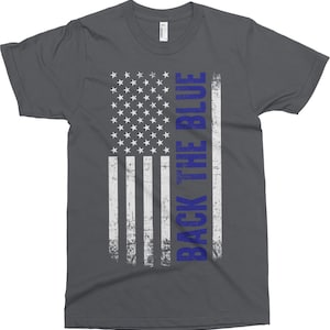 Back the Blue Thin Blue Line Police Officer American Flag Men's ...