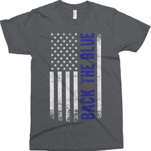 Back the Blue Thin Blue Line Police Officer American Flag - Men's Standard or Premium Short Sleeve T-Shirt image 3