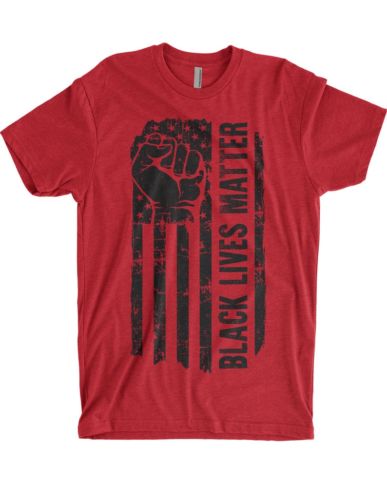 Black Lives Matter American Flag and Fist Men/'s Standard or Premium Short Sleeve T-Shirt