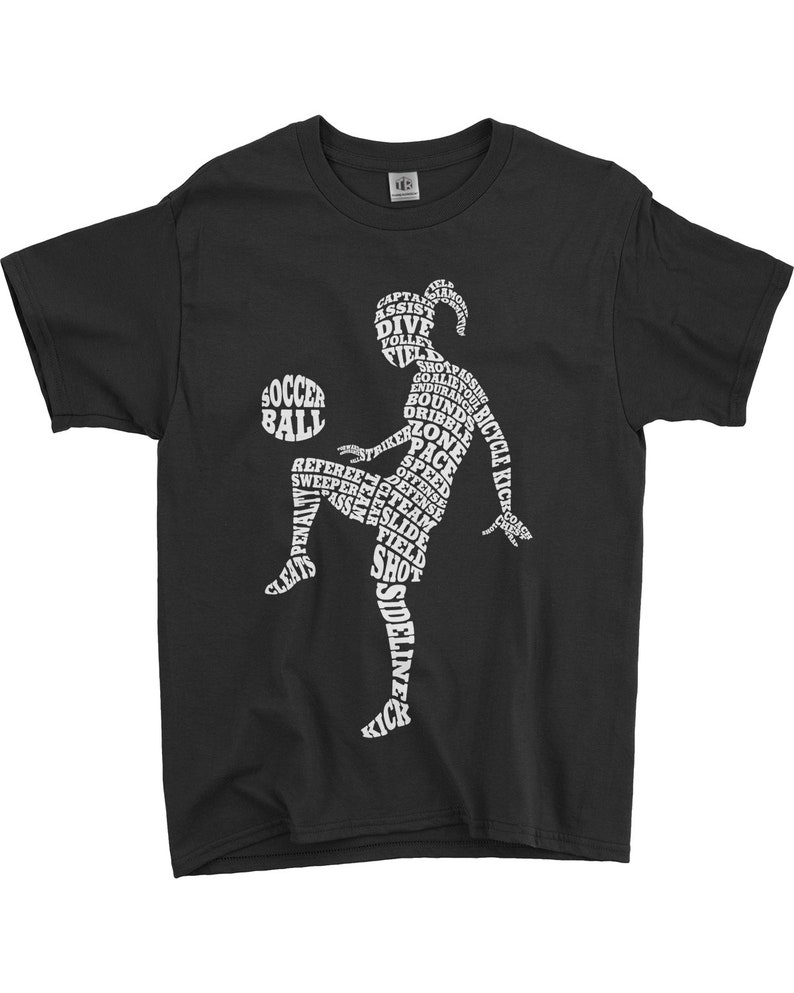 Soccer Player Typography Children's Youth Girls' T-Shirt Black