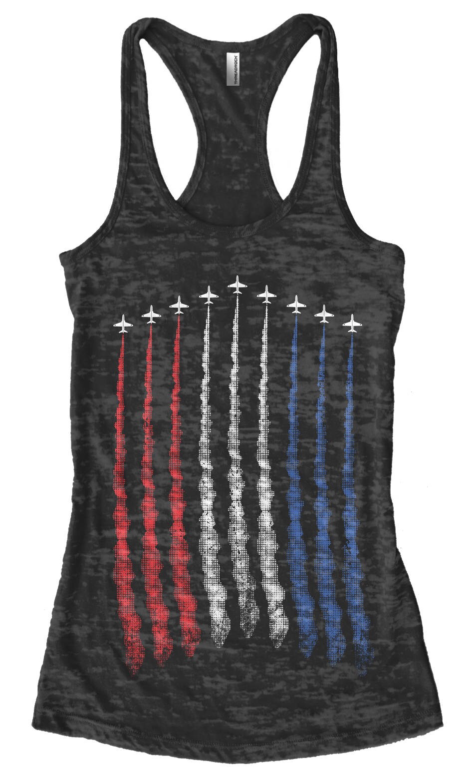 Red White Blue Air Force Flyover Women's Burnout Racerback Tank T…