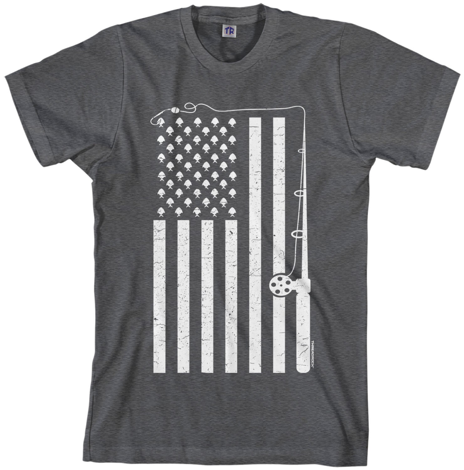 Fishing American Flag Men's T-shirt USA Fishermen Pole Rod | Etsy