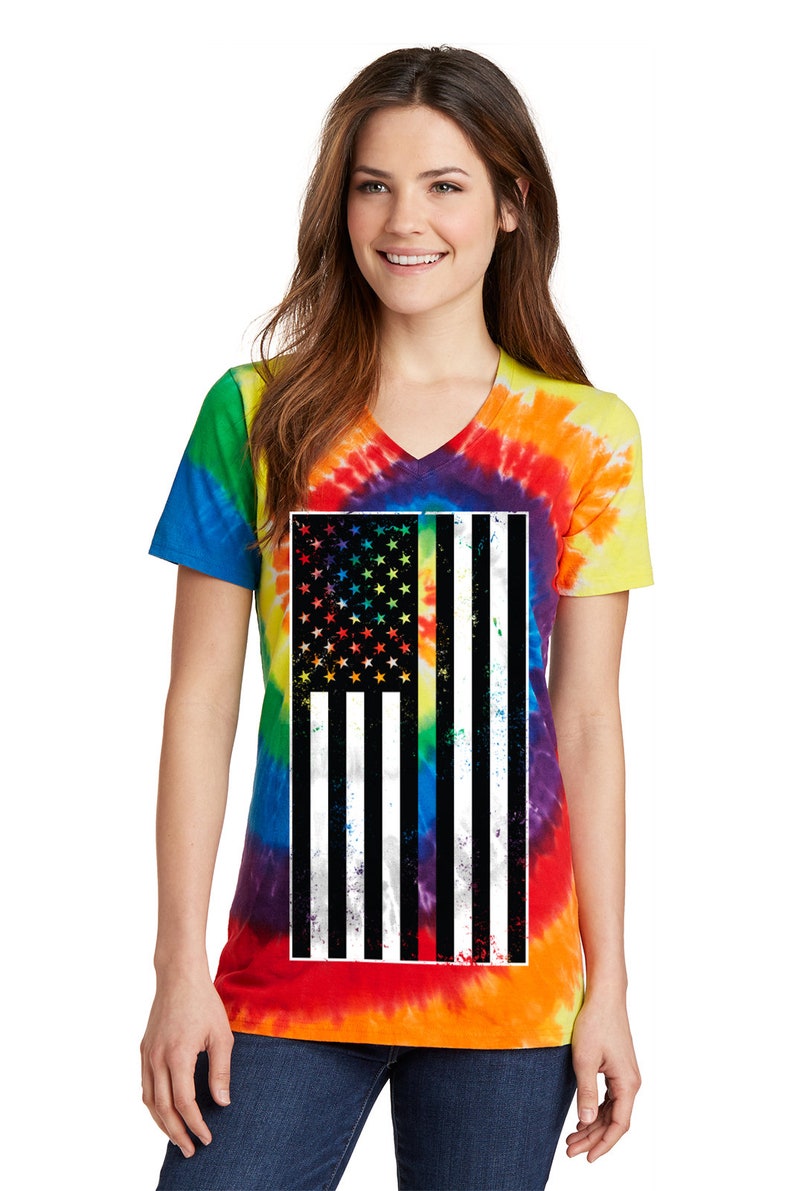 Gay Pride Rainbow Line American Flag LGBT USA Women's | Etsy