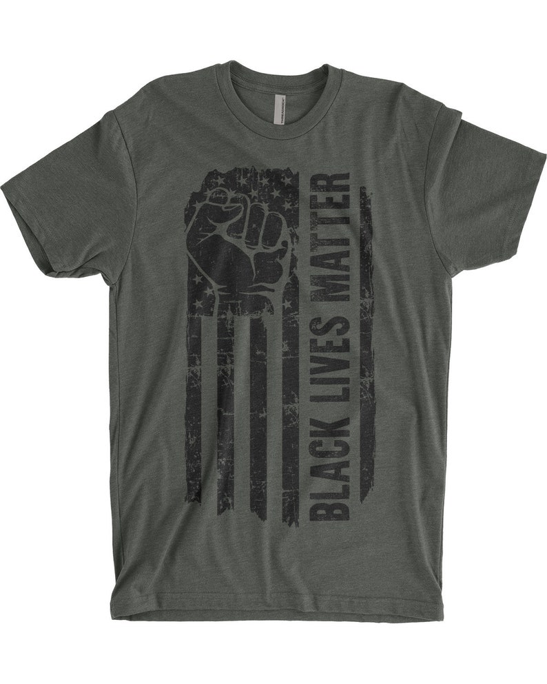 Black Lives Matter American Flag and Fist Men/'s Standard or Premium Short Sleeve T-Shirt