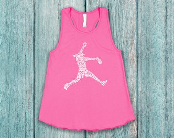 Softball Player Typography Children's Youth Girls' Racerback Tank Top