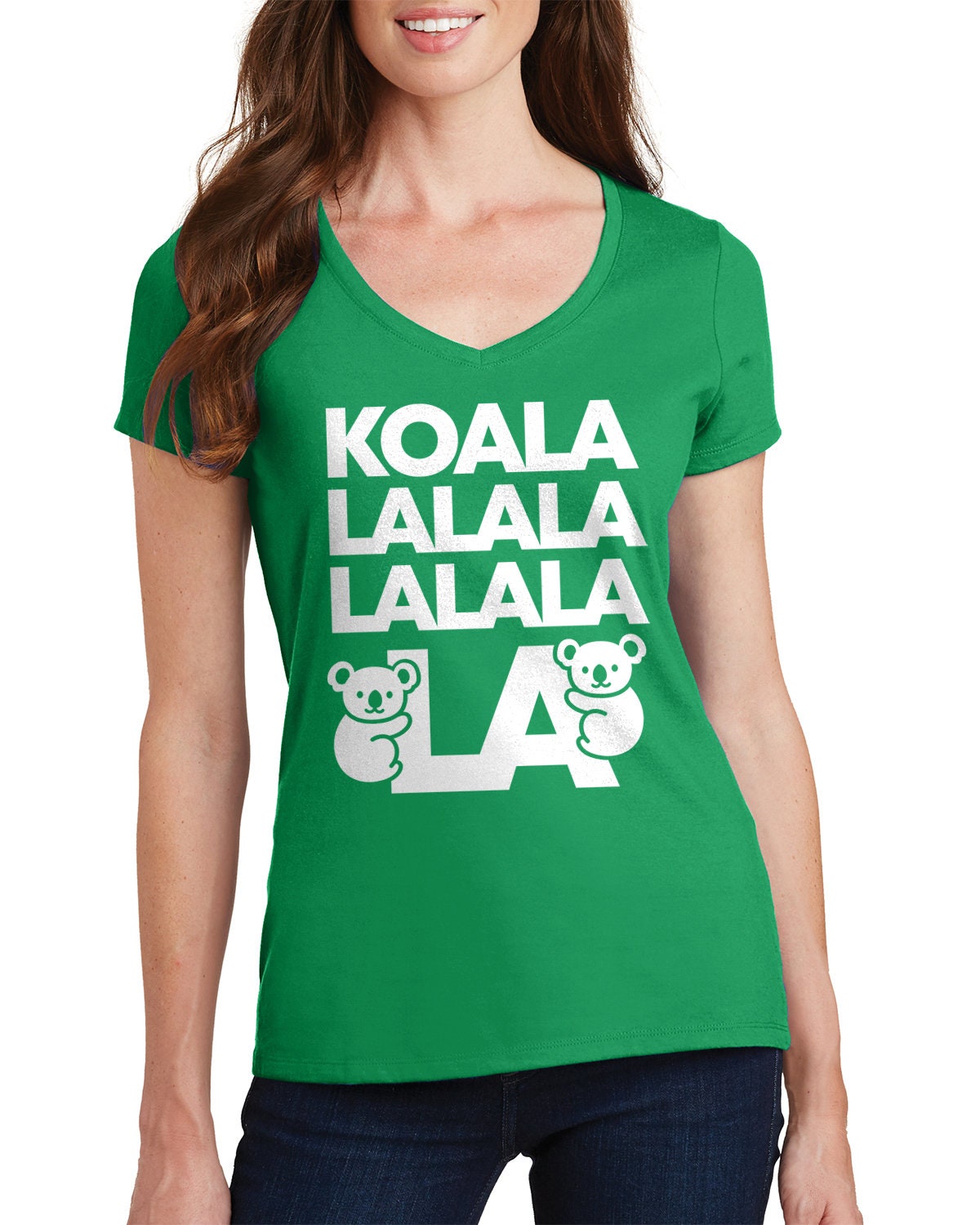 Fair Wear V-Neck Ladies T-Shirt 'Koala bear-drawing'
