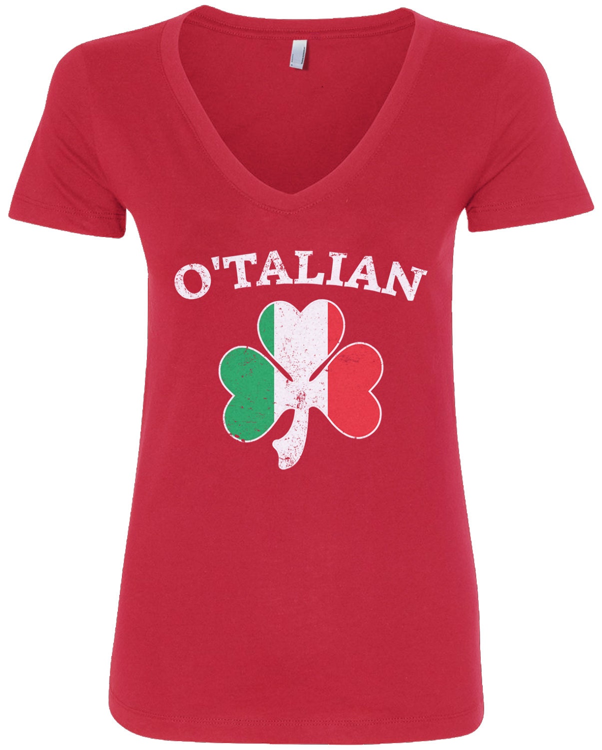 O'talian Italian Irish Shamrock Women's V-neck Fitted -  Hong Kong