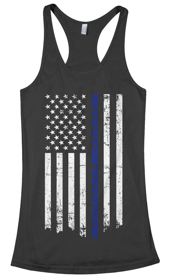 Thin blue line tank top womens Clearance