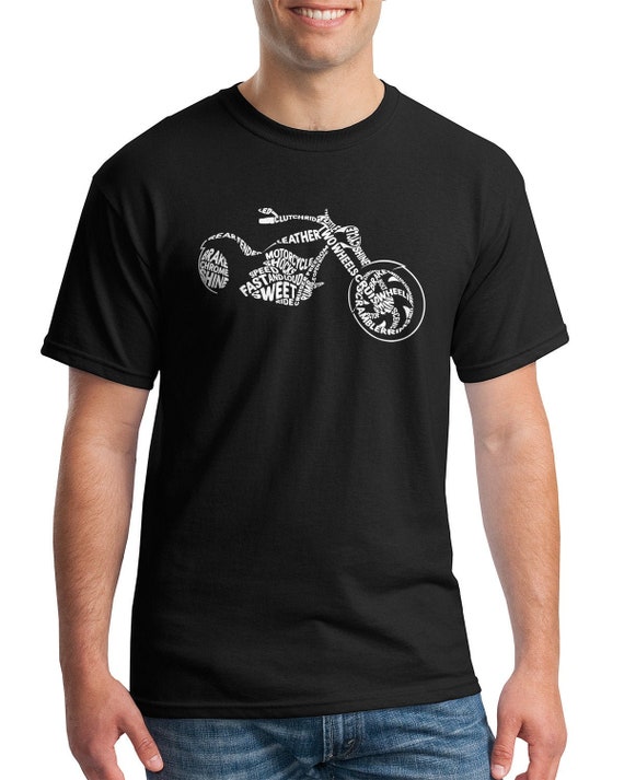 Motorcycle Typography - Men's Short Sleeve T-shirt - Etsy