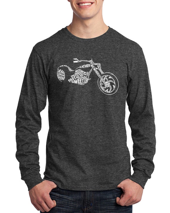 Motorcycle Typography - Men's Long Sleeve T-shirt - Etsy