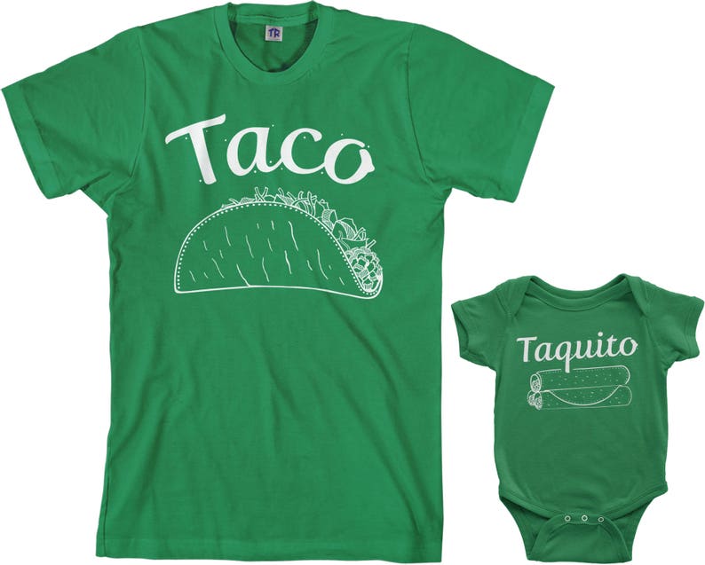 Taco & Taquito Men's T-shirt and Infant Bodysuit Dad and Baby Matching Set image 3