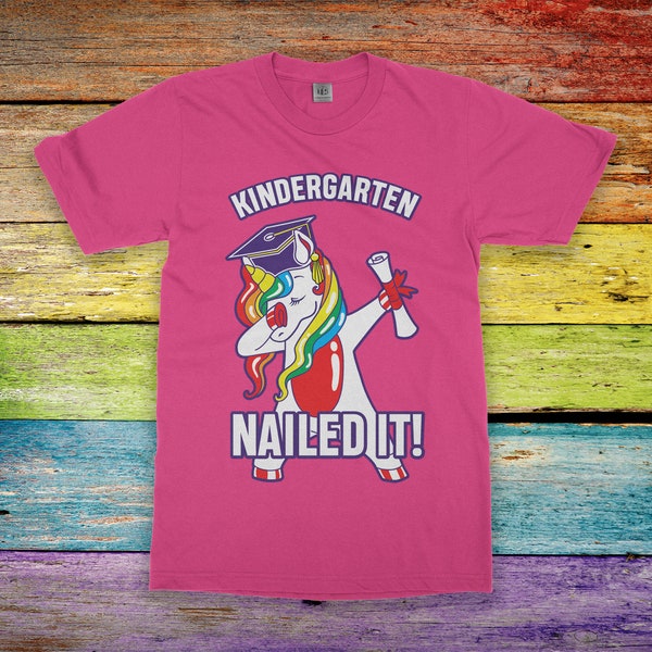 Dabbing Rainbow Unicorn Kindergarten Graduation Nailed It Childrens Youth Girls T-Shirt