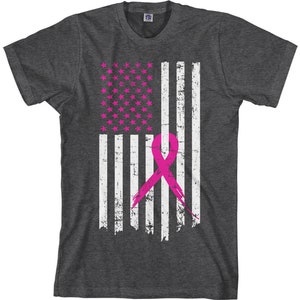 Pink Ribbon Breast Cancer Awareness Flag pink Stars/white Stripes Men's ...
