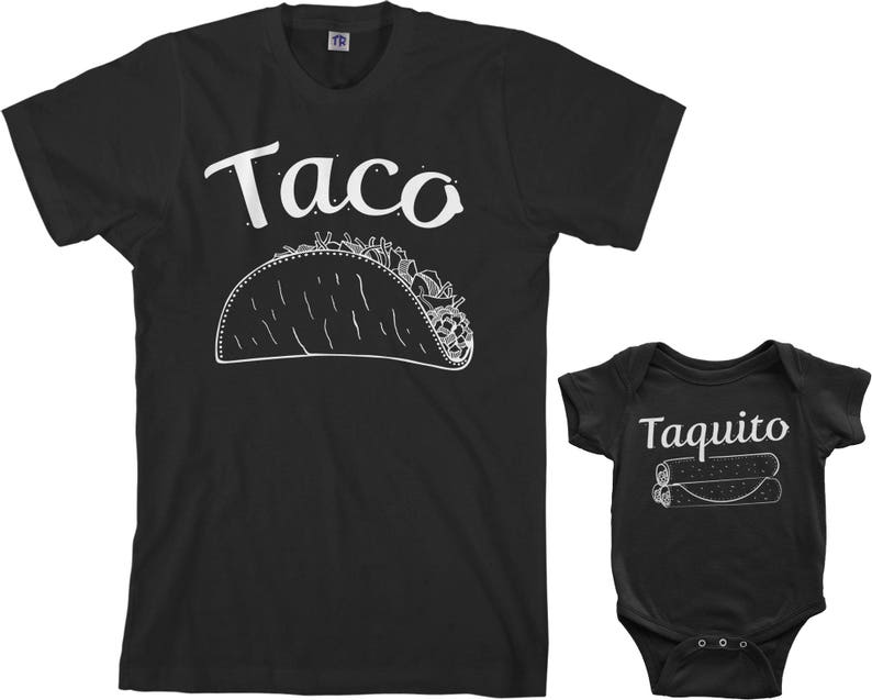 Taco & Taquito Men's T-shirt and Infant Bodysuit Dad and Baby Matching Set image 2