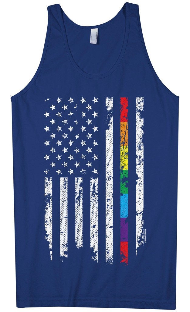 Gay Pride Rainbow American Flag Men's Tank Top | Etsy