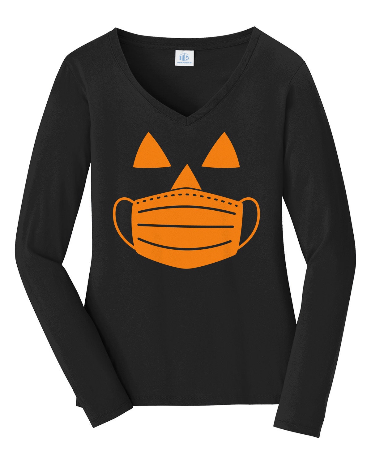 Discover Jack O' Lantern Pumpkin with Mask Halloween Costume - Women's Long Sleeve T-Shirt