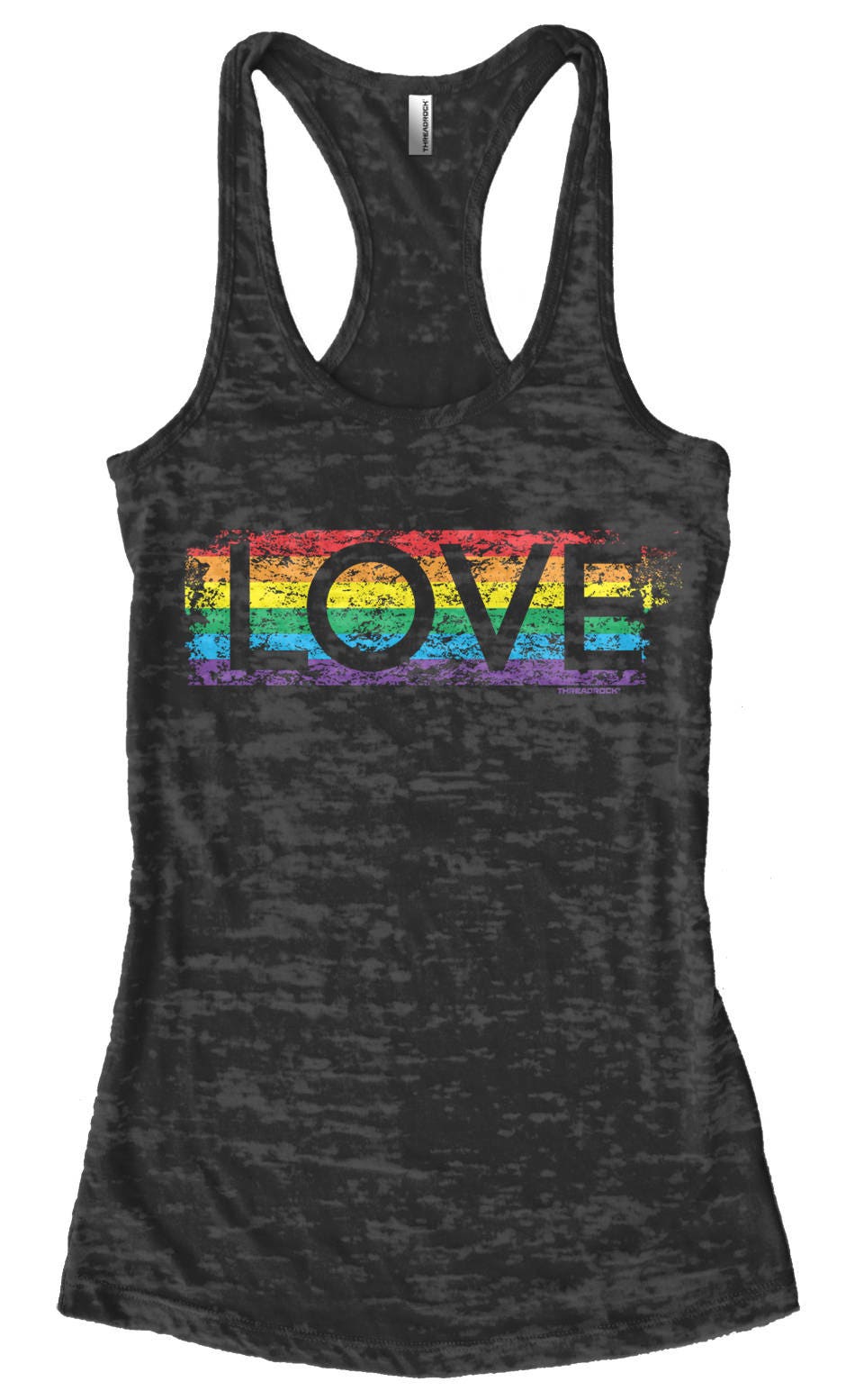 Gay Pride Rainbow Love Women's Burnout Racerback Tank Top Proud L…
