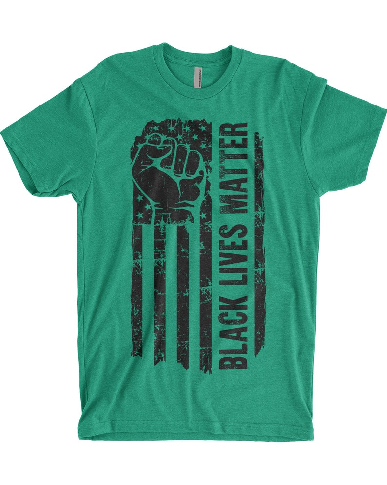 Black Lives Matter American Flag and Fist Men/'s Standard or Premium Short Sleeve T-Shirt