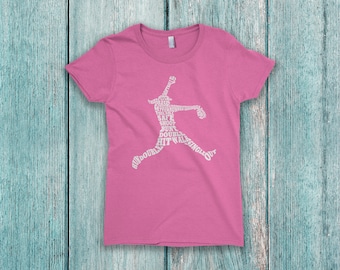 Softball Player Typography Children's Youth Girls' Fitted T-Shirt