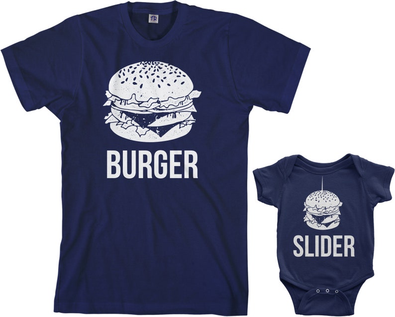 Burger and Slider Men's T-shirt And Infant Bodysuit Dad And Baby Matching Set 