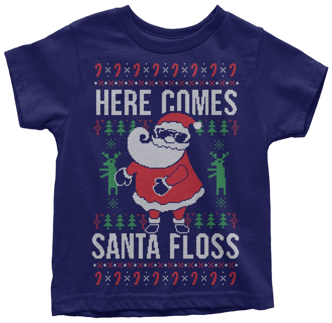 Here Comes Santa Floss Ugly Christmas Sweater Kids Toddler