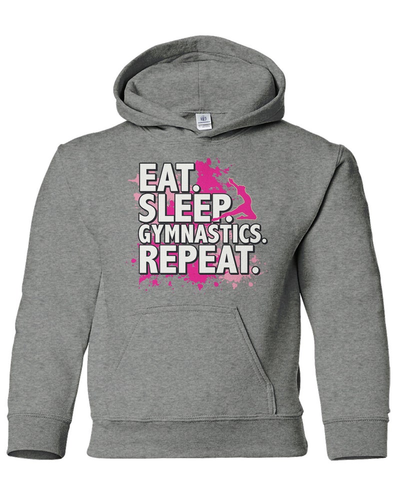 Eat Sleep Gymnastics Repeat Unisex Youth Pullover Hoodie Sweatshirt Sport Gray