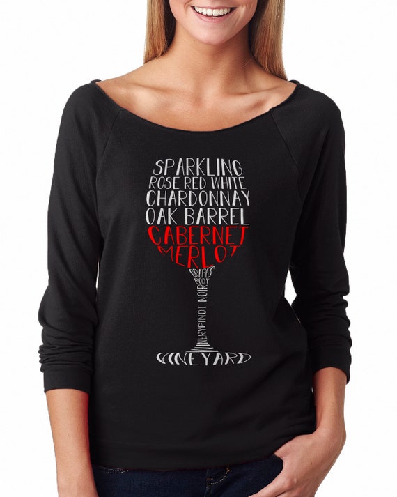 Wine Glass Typography Women's Raw-edge Raglan 