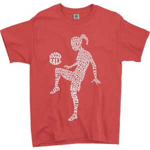 Soccer Player Typography Children's Youth Girls' T-Shirt Red