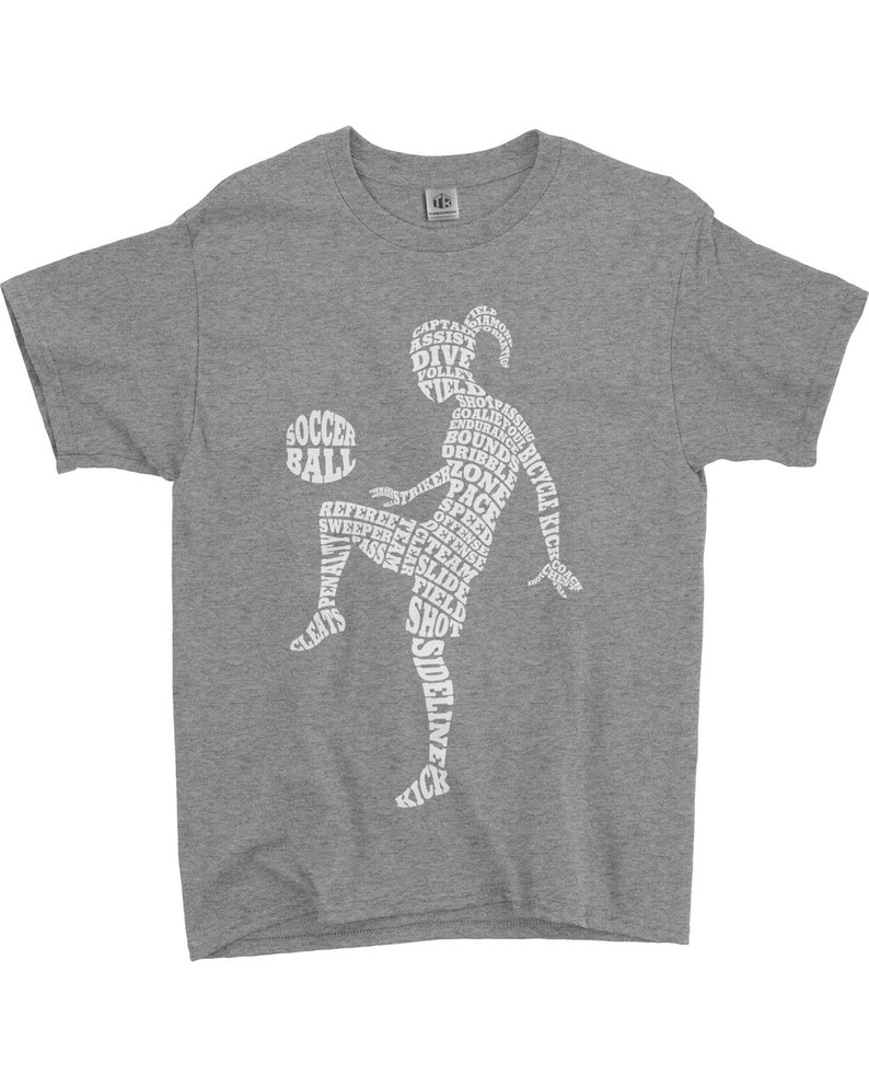 Soccer Player Typography Children's Youth Girls' T-Shirt Sport Gray