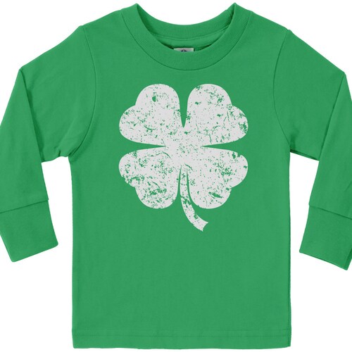 Patricks Day Irish Pride Distressed Four Leaf Clover Kids Youth T-Shirt Tee St 