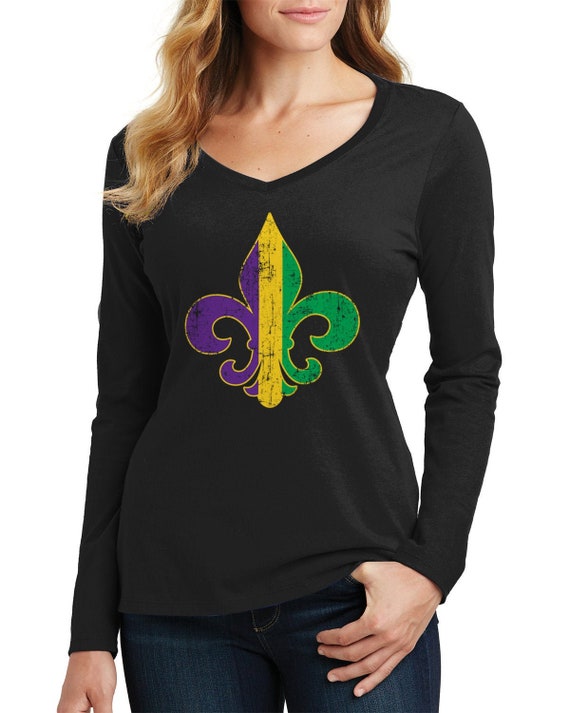 The Long Sleeve Fleur De Lis Mardi Gras Top