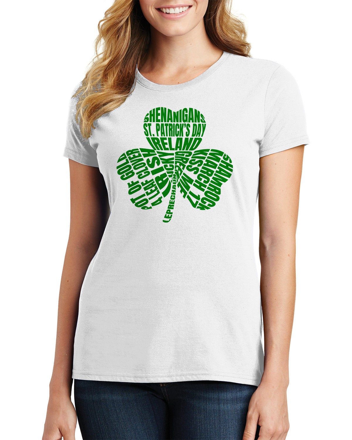 Green Shamrock Typography Women's Short Sleeve T-shirt - Etsy UK