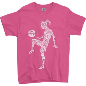 Soccer Player Typography Children's Youth Girls' T-Shirt Hot Pink