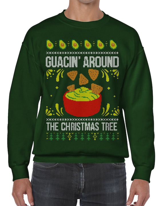 Threadrock Guacin' Around The Christmas Tree Ugly Sweater Unisex Adult Crew Neck Sweatshirt