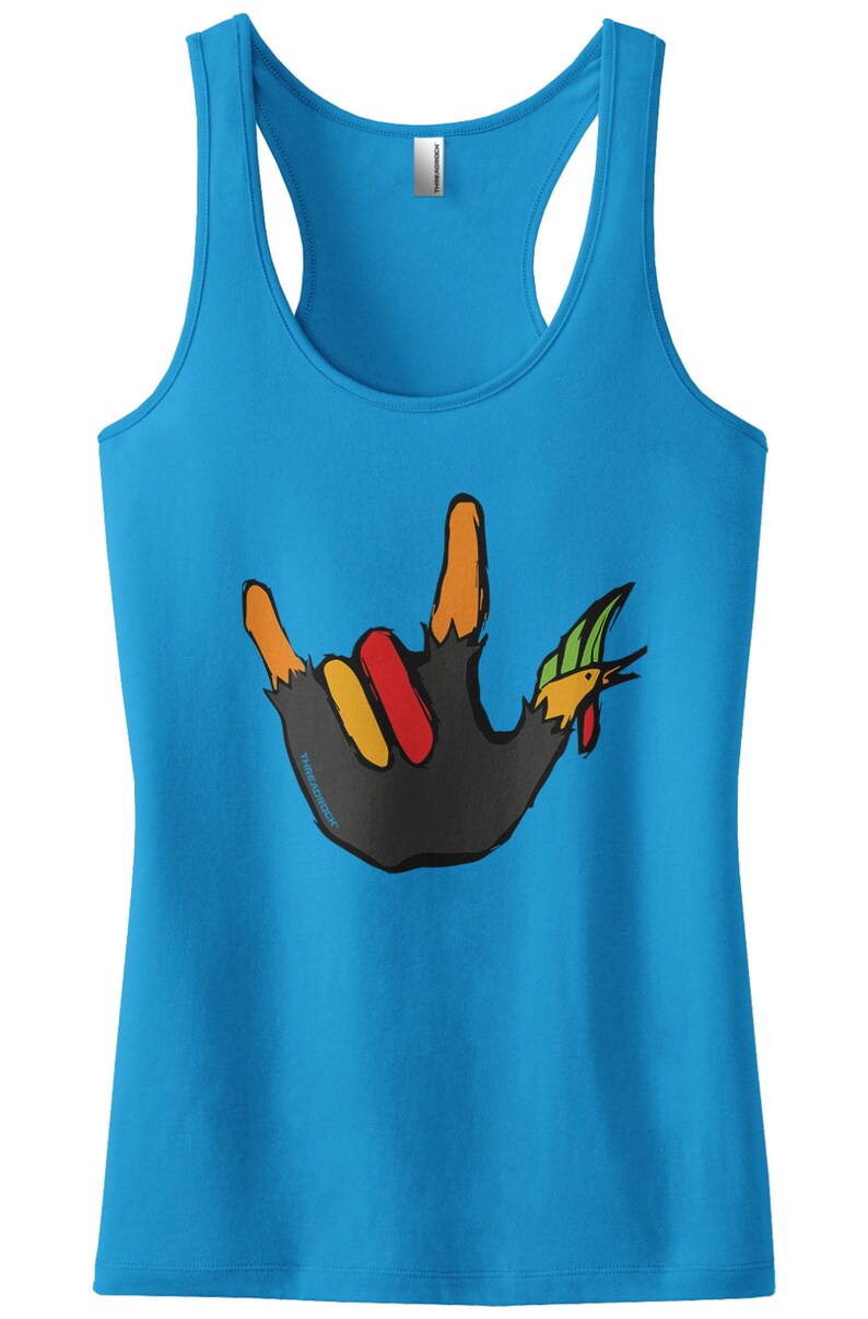 Rocker Thanksgiving Hand Turkey Women's Racerback Tank Top image 3