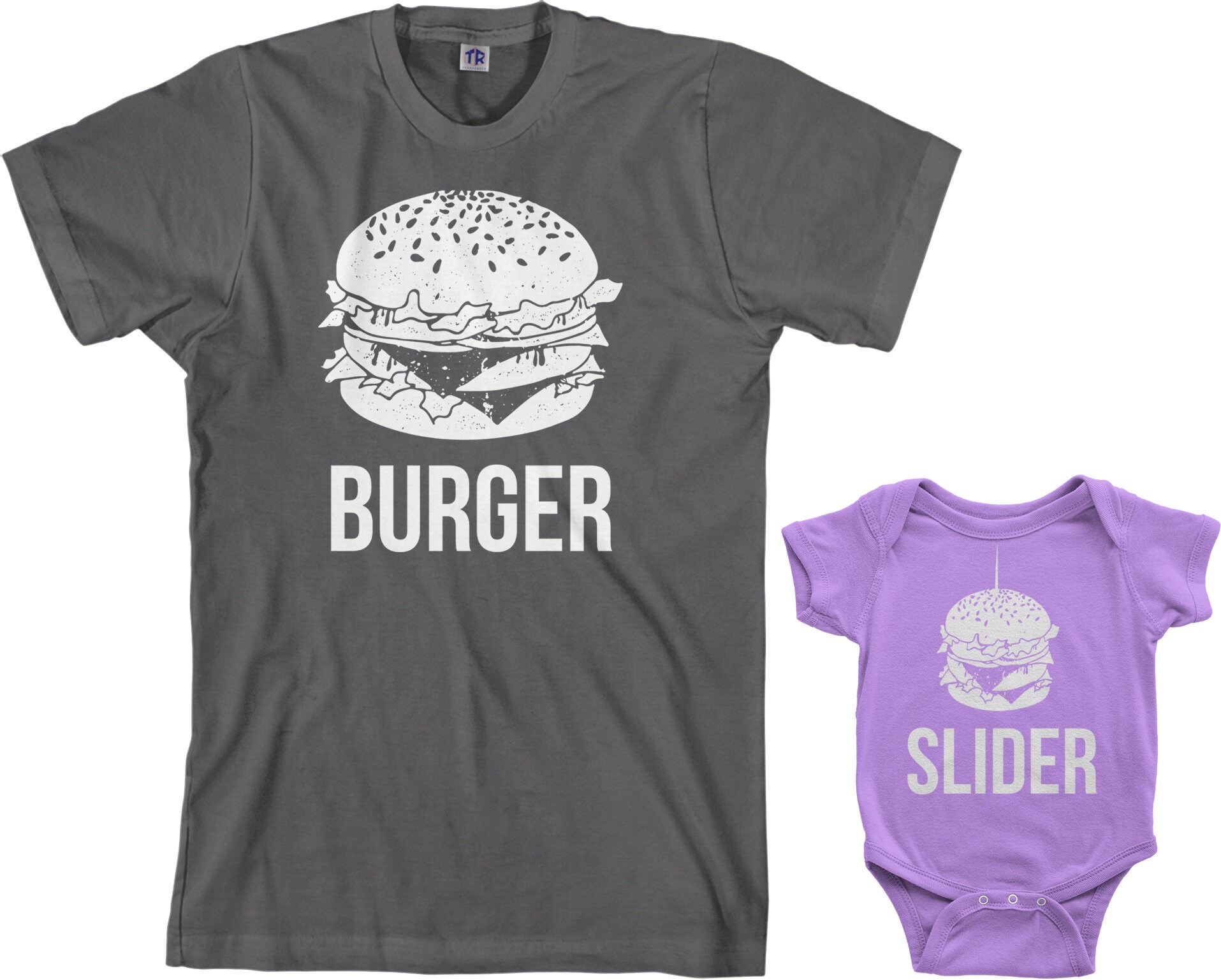 Daddy & Baby matching shirts Burger And Slider outfit T-shirt Bodysuit Gift Set 