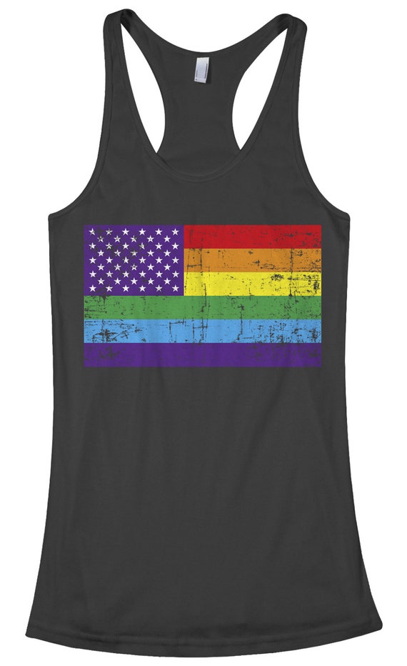 Gay Pride Rainbow American Flag 2 Women's Racerback Tank | Etsy