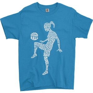Soccer Player Typography Children's Youth Girls' T-Shirt Turquoise