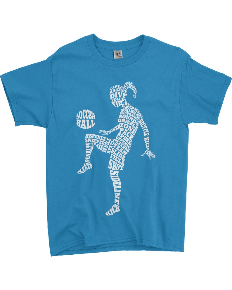 Soccer Player Typography Children's Youth Girls' T-Shirt Turquoise