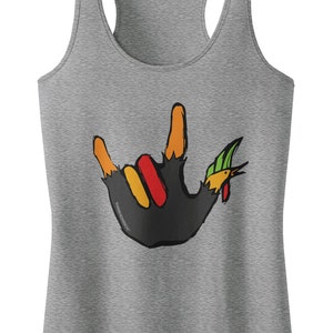 Rocker Thanksgiving Hand Turkey Women's Racerback Tank Top image 2