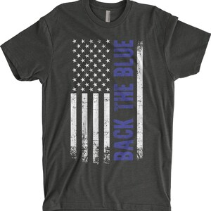 Back the Blue Thin Blue Line Police Officer American Flag - Men's Standard or Premium Short Sleeve T-Shirt image 7