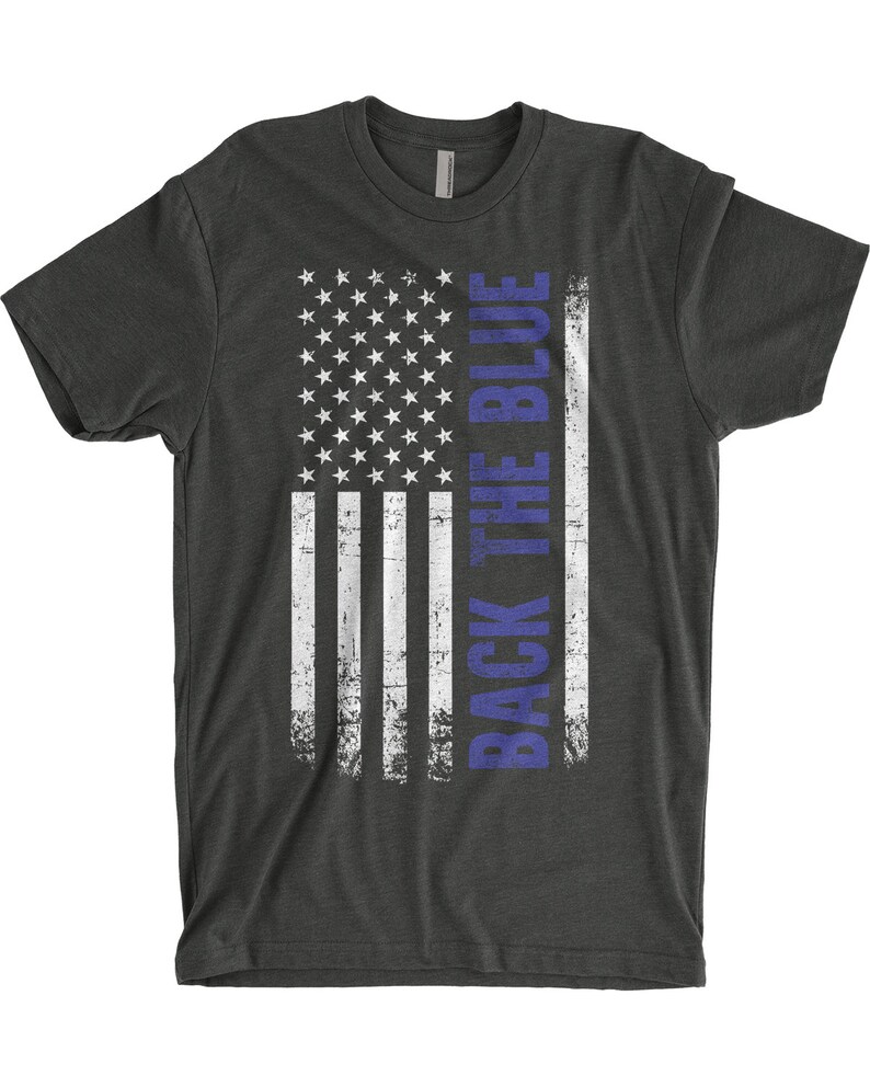 Back the Blue Thin Blue Line Police Officer American Flag - Men's Standard or Premium Short Sleeve T-Shirt image 7