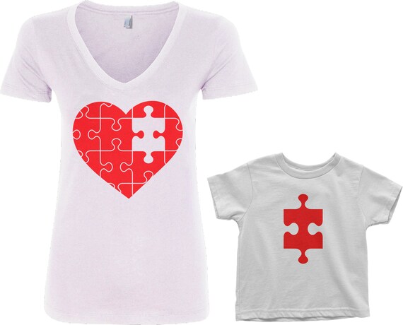 Puzzle Heart & Missing Piece Women's Fitted V-neck and